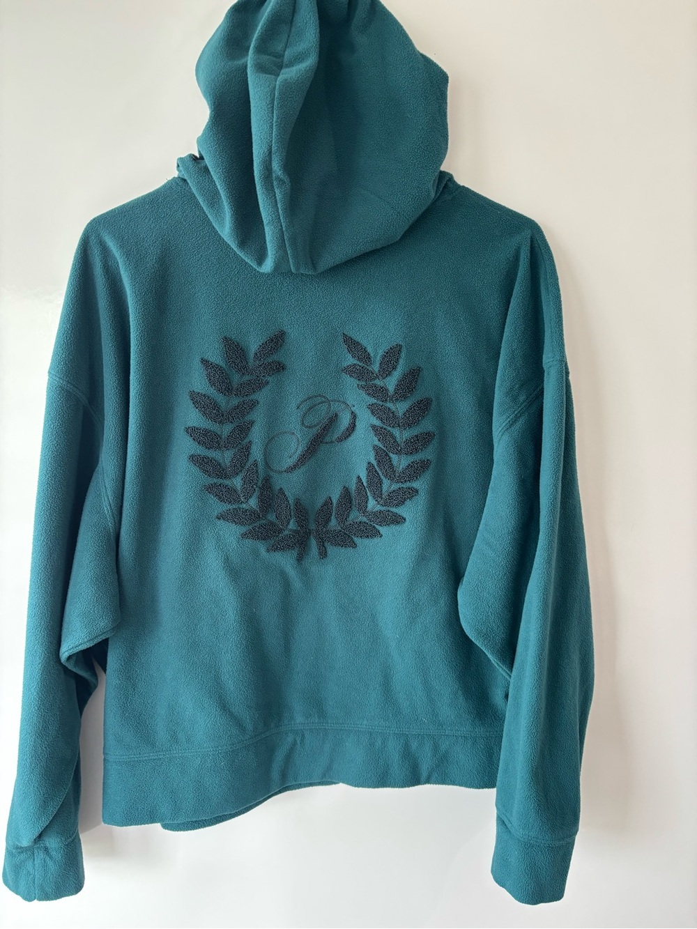 PINK Victoria's Secret Teal Hooded Fleece Sweatshirt with Laurel Logo